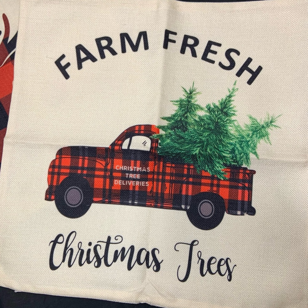 Festive Christmas Holiday Print Burlap Matching Set Pillow Case Set for Home - Picture 5 of 8